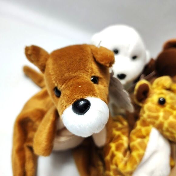 Lot 5 Bean Spouts Small Bean Bag Plush Kangaroo Giraffe Beaver Camel Bear New - Picture 2 of 7